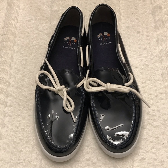 Cole Haan Women's Navy Blue and White Moccasins - Picture 5 of 7
